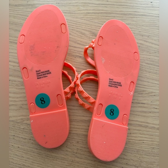 Olivia Miller Studded Jelly Slide Sandals Coral Pink Slip On 8 - Picture 4 of 8